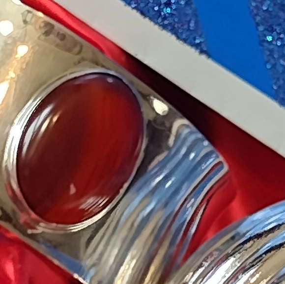 Carnelian Heavy Sterling Silver Bangle - Picture 5 of 12